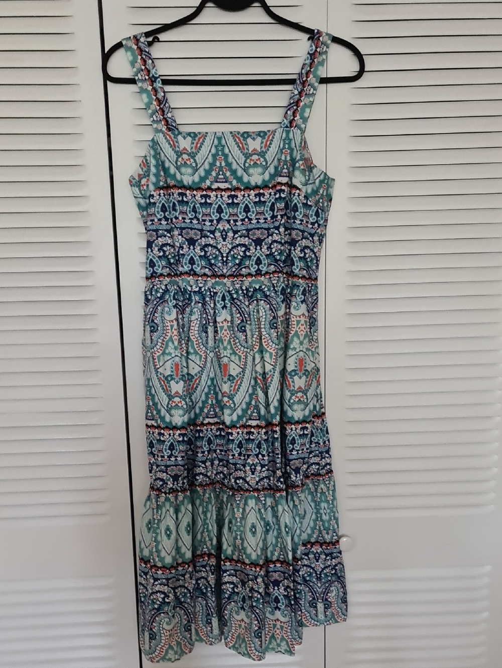 Vince Camuto Teal and Navy Printed Maxi Sundress